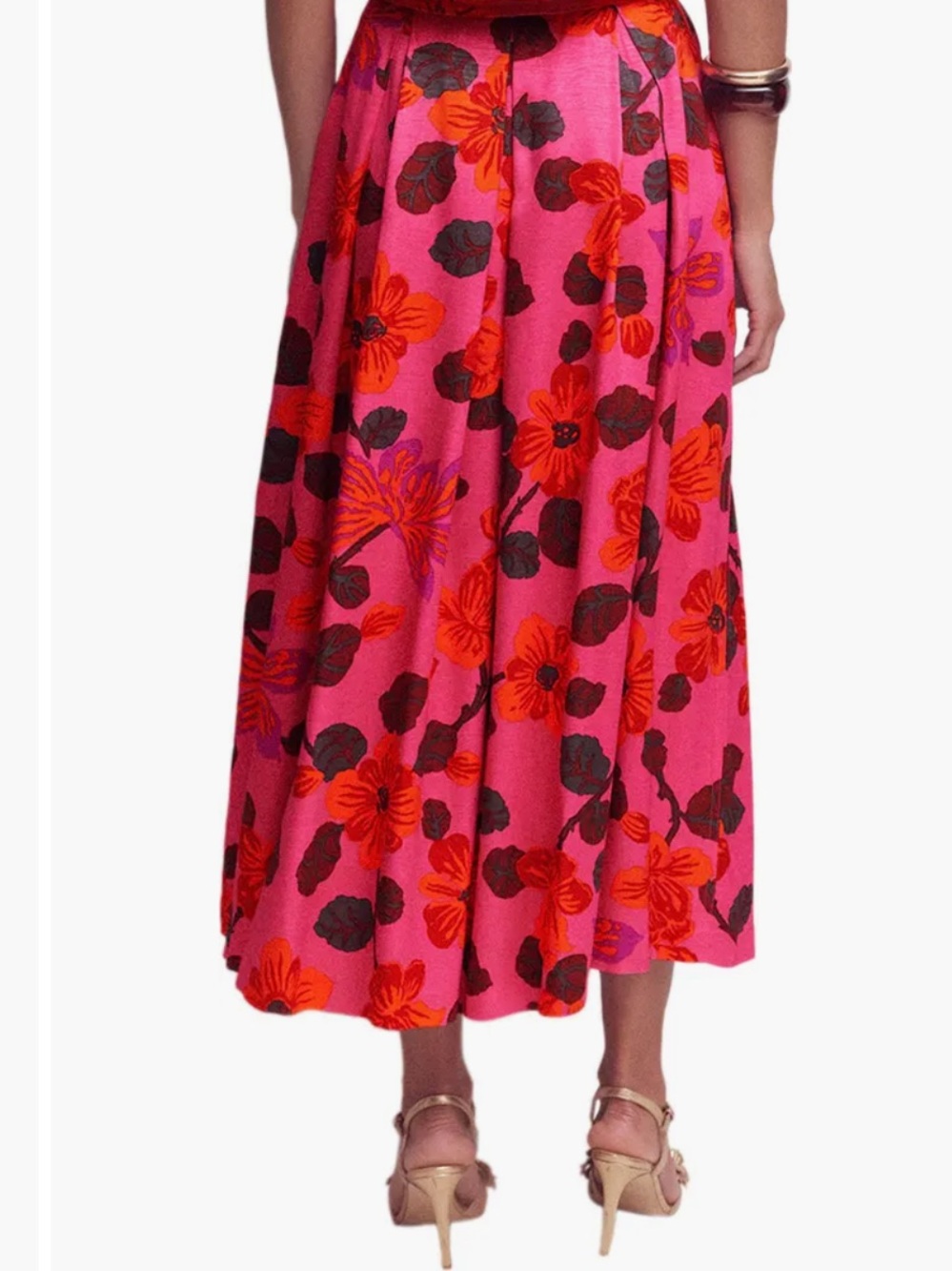 Boden Varsity Pink and Red Floral Pleated Maxi Skirt New - Picture 2 of 9